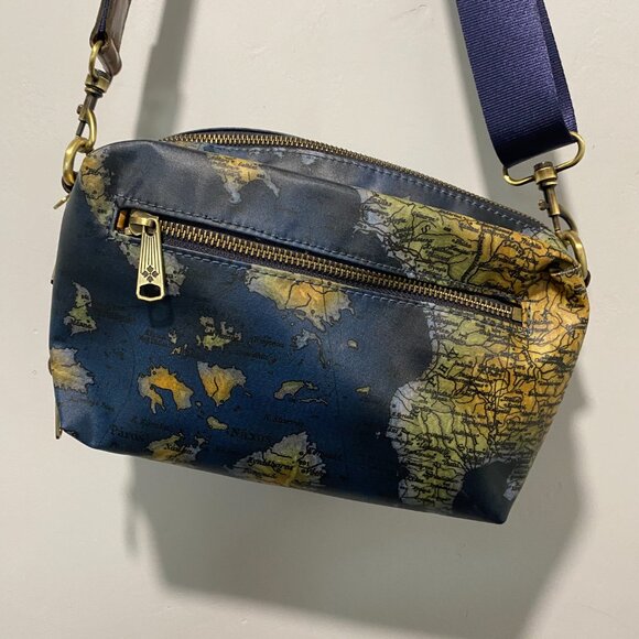 Patricia Nash Piper Coated Linen Canvas Crossbody bag in Greek Map - Picture 1 of 5